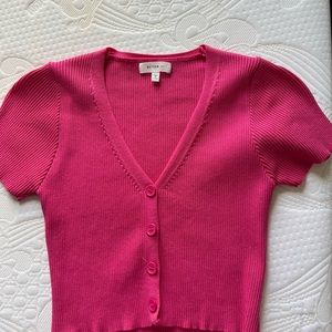 Hot Pink Cropped Button Shirt